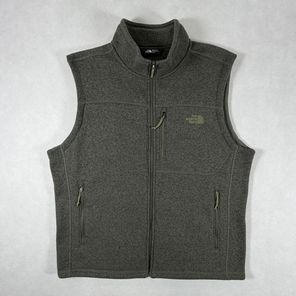 The North Face Mens XL Gordon Lyons Full Zip Fleece Vest Olive Green